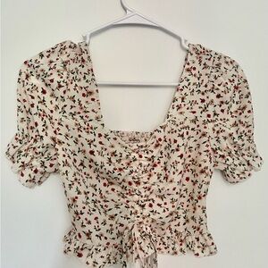 Floral Print Ruched Blouse